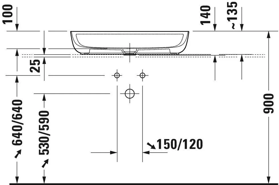Умывальник на столешницу Duravit Luv 0380702100