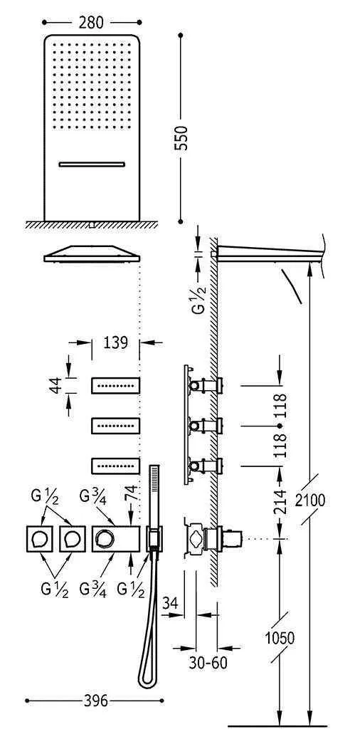 Душевая система Tres Block System 20735401
