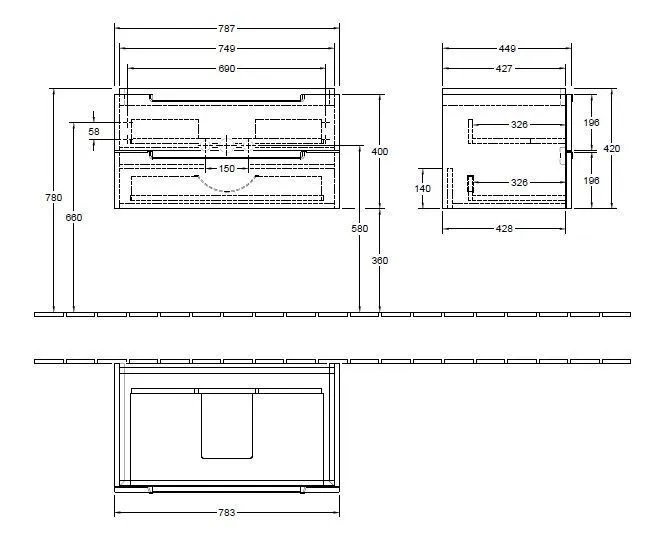 Тумба для умывальника Subway 2.0 Villeroy and Boch A69610FP