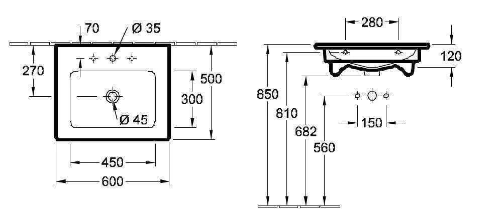 Підвісний умивальник Villeroy and Boch Venticello 41246101