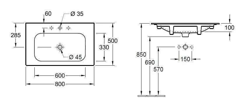 Умивальник підвісний Finion Villeroy & Boch 416483R2