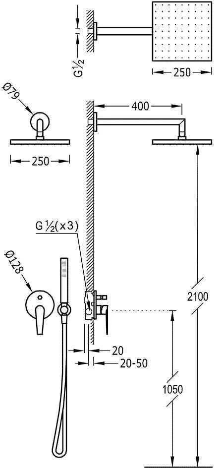 Душевая система Tres Class 20518002