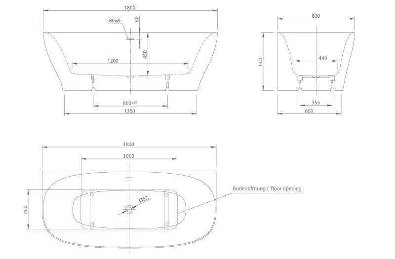 Пристінна ванна Knief Dream Wall dream wall 0100-252 Белый матовый / Сусальное серебро