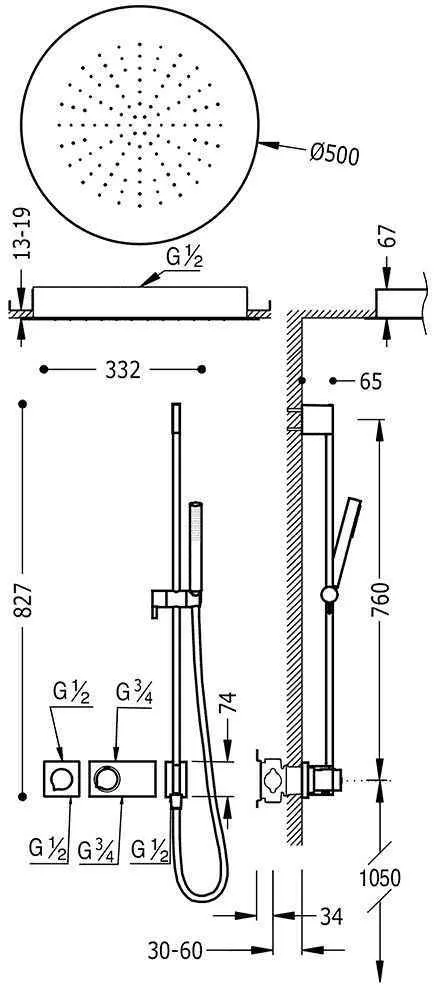 Душевая система Tres Block System 20735212