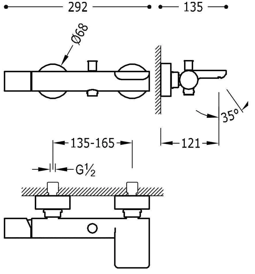 Набор: Смеситель для ванны с душевым набором Tres Max 06117001