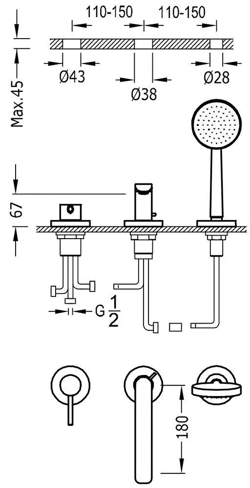 Смесители для ванны Tres Alplus 20316102