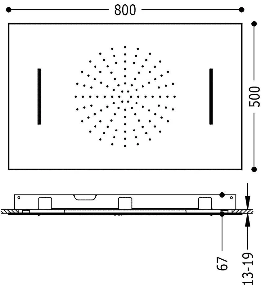 Верхний душ Tres  2 800Х500 29996601