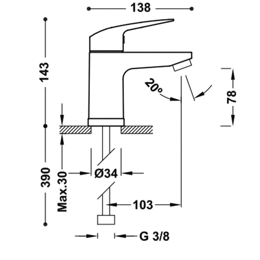 Смеситель на раковину Tres Base Plus