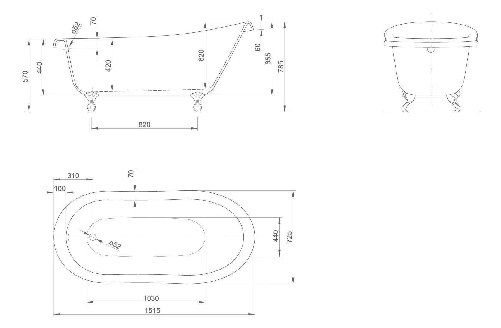 Акрилова окремостояча ванна Slipper slipper 0100 064 Белый глянцевый