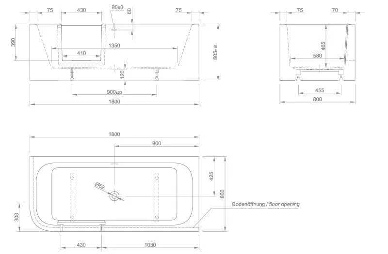 Пристенные ванны Knief Go! правая / левая go! left 0100 243 Черный глянцевый