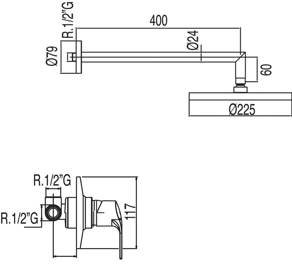 Набор: Смеситель и верхний  душ K -Tres