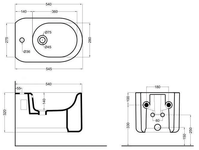 Delano Біде підвісне 54 х 36 см, білий