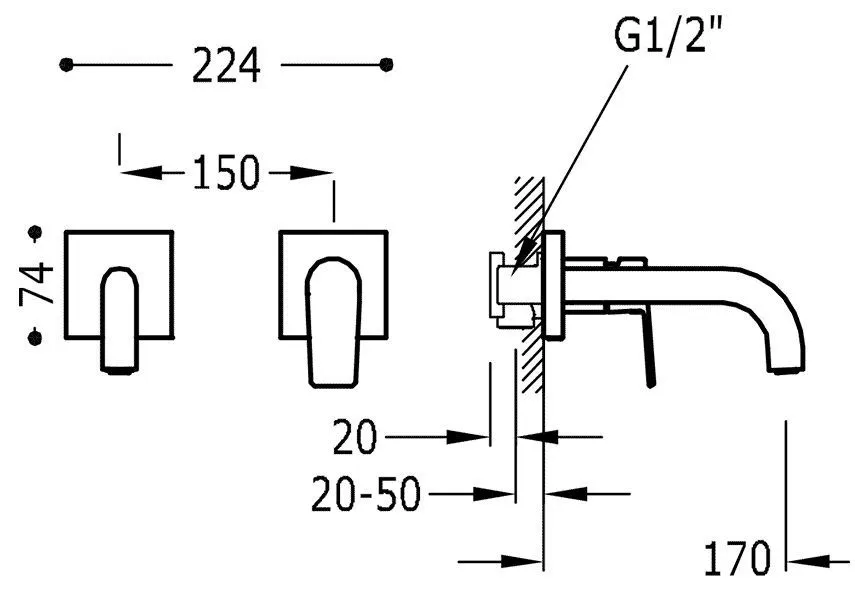 Смеситель для умывальника Tres Project 21120080NM