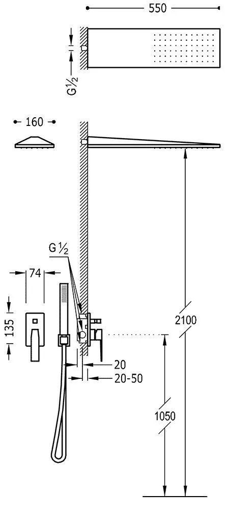 Душевая система Tres Slim 20218003AC