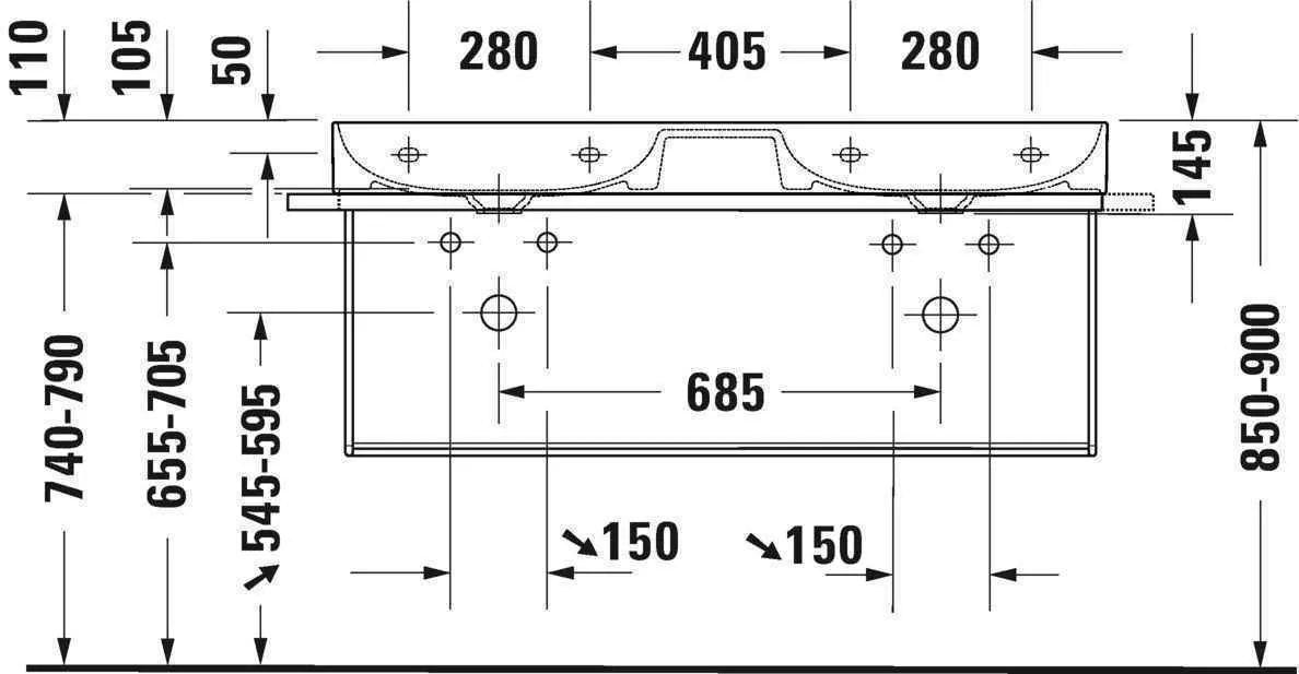 Умивальник Duravit DuraSquare (подвійний) 2353120070