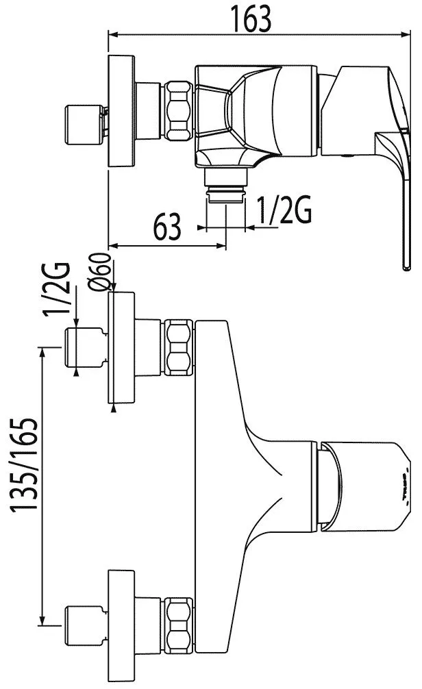 Набор: Смеситель для душа с душевым набором K -Tres