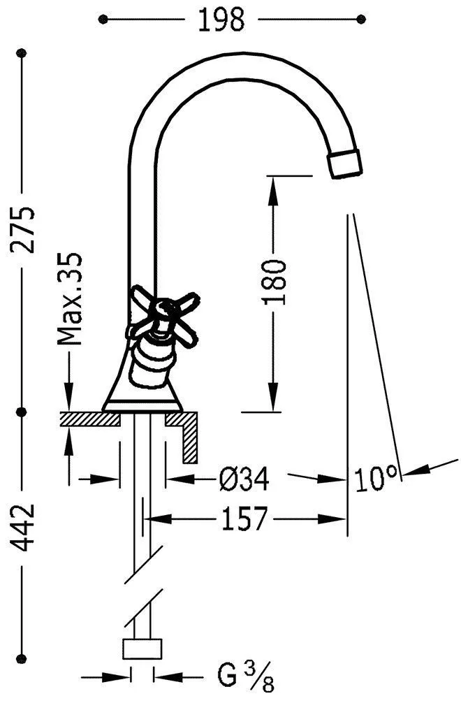 Смесители для раковины Tres Clasic 24210901OR