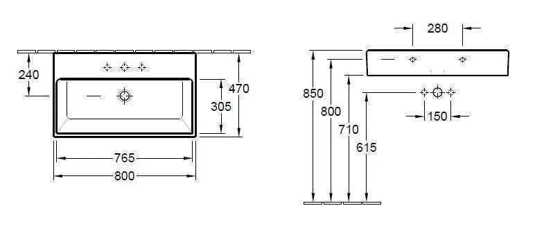 Раковина на стільницю Villeroy and Boch Memento (800 Х 470 мм) 51338G01
