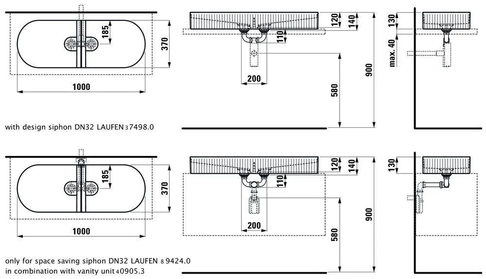 Умывальник подвесной Laufen Sonar H8123497571121