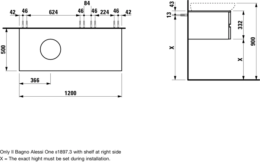 Тумба под умывальник Laufen ILBAGNOALESSI One H4241610976311