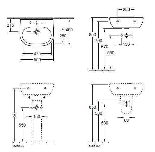 Підвісний умивальник лівосторонній Villeroy and Boch O. Novo 51605601