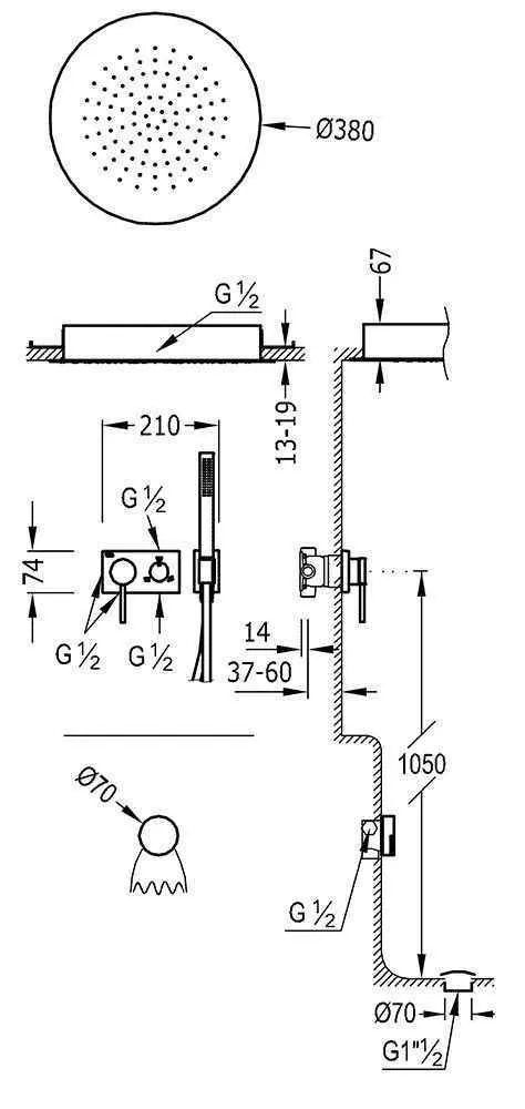Душевая система Tres для ванны 3V 21027310