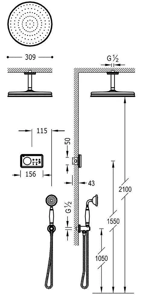Душевая система Tres Clasic 09226202AC