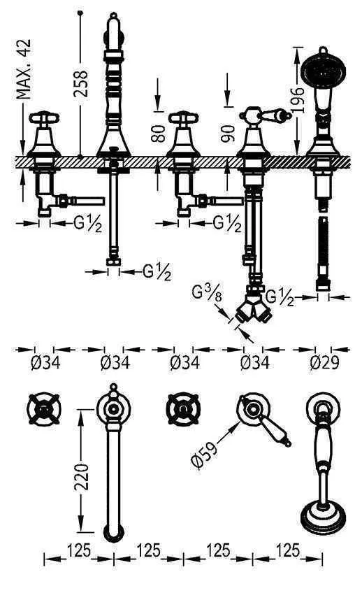 Змішувач для ванної Clasic 24214601OR