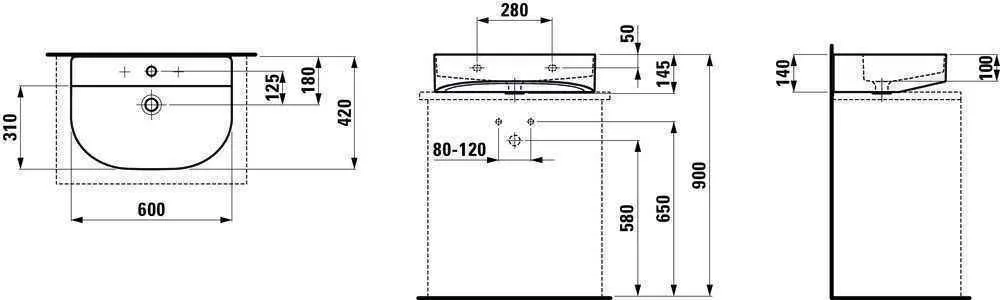 Умивальник на стільницю Laufen Sonar (шліфований) H8163427571081