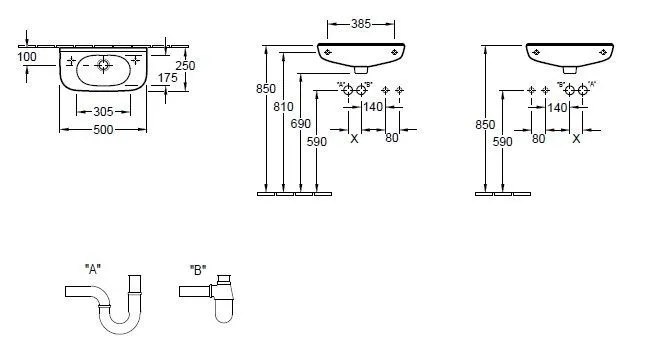 Подвесной умывальник левосторонний Villeroy and Boch O. Novo 53615401