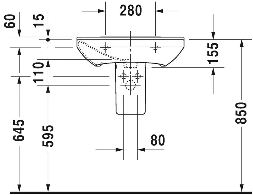 Умывальник Duravit P3 Comforts 2331600030
