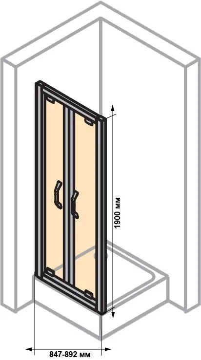 Розсувні двостулкові душові двері Huppe X1 відкривається всередину і назовні 140905.069.321