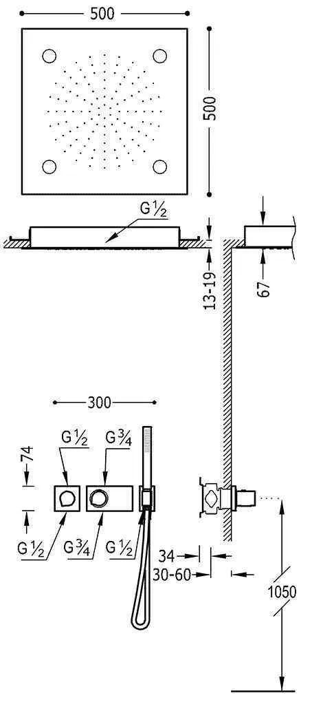 Душевая система Tres Block System 20735205