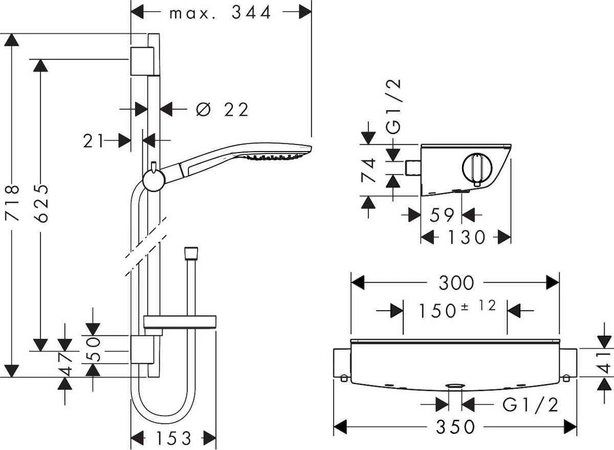 Душовий набір з термостатом Hansgrohe Raindance Select 27036400
