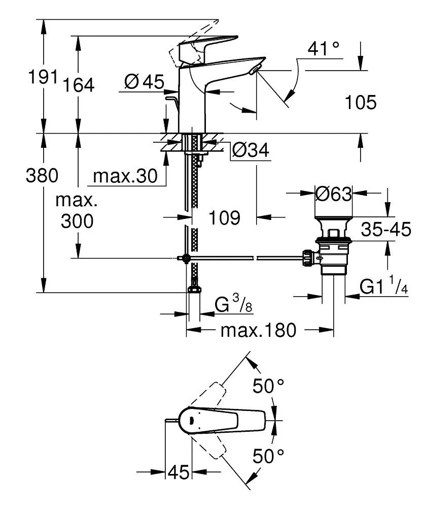 Смеситель для умывальника Grohe BauEdge 23902001