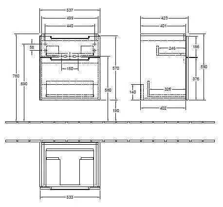 Тумба для умивальника Subway 2.0 Villeroy and Boch A90800FP