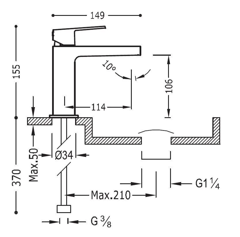Смеситель на раковину Tres Project 21110301AC
