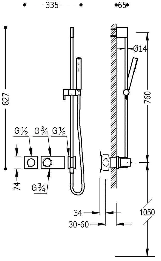 Набор: Термостат і душовою набір Tres Block System 20735292