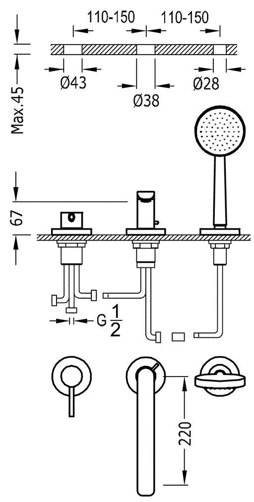 Смесители для ванны Tres Alplus 20316101