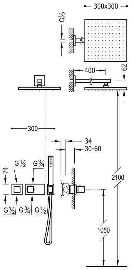 Душова система Tres Block System 20725201OM