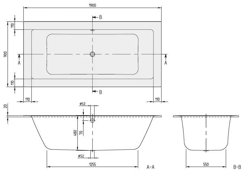Ванна Villeroy and Boch Legato UBA199LEG2V-RW