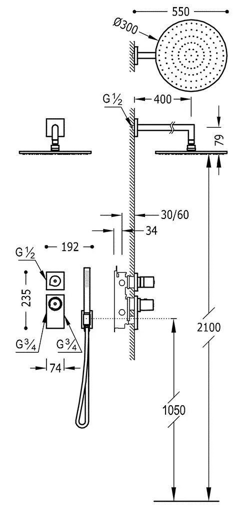 Душевая система Tres Project 20635201