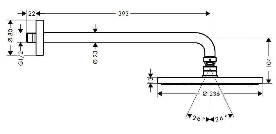 Верхній душ Hansgrohe Raindance S Ø240 1jet 27607000