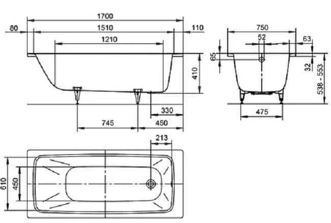 Cayono Ванна стальная 170*75 см