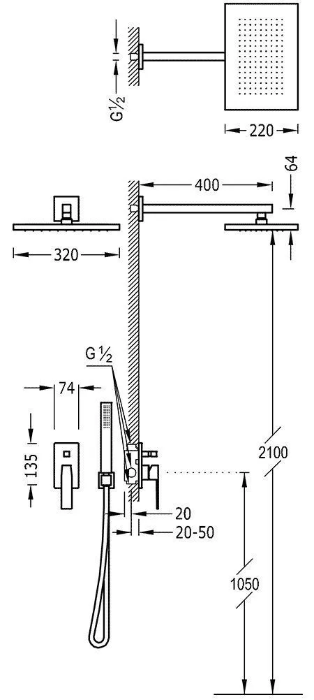 Душевая система Tres Slim 20218006OR