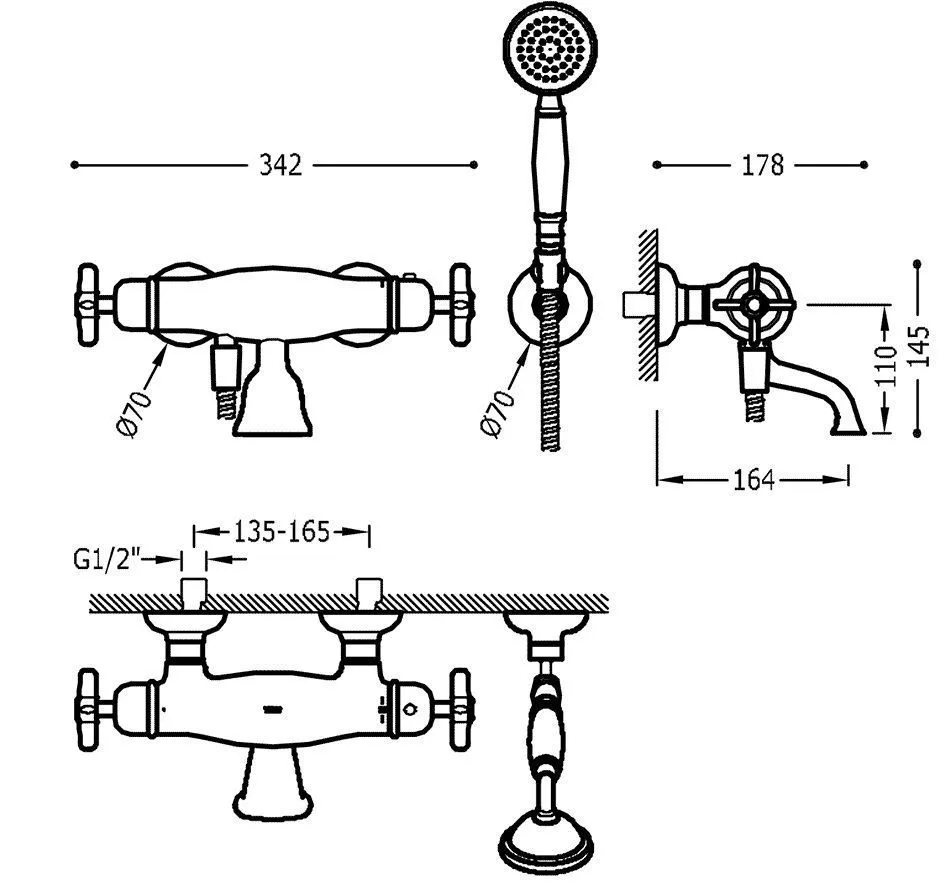 Наборы: Смесители для ванны с душевыми наборами Tres Clasic 24217409LV