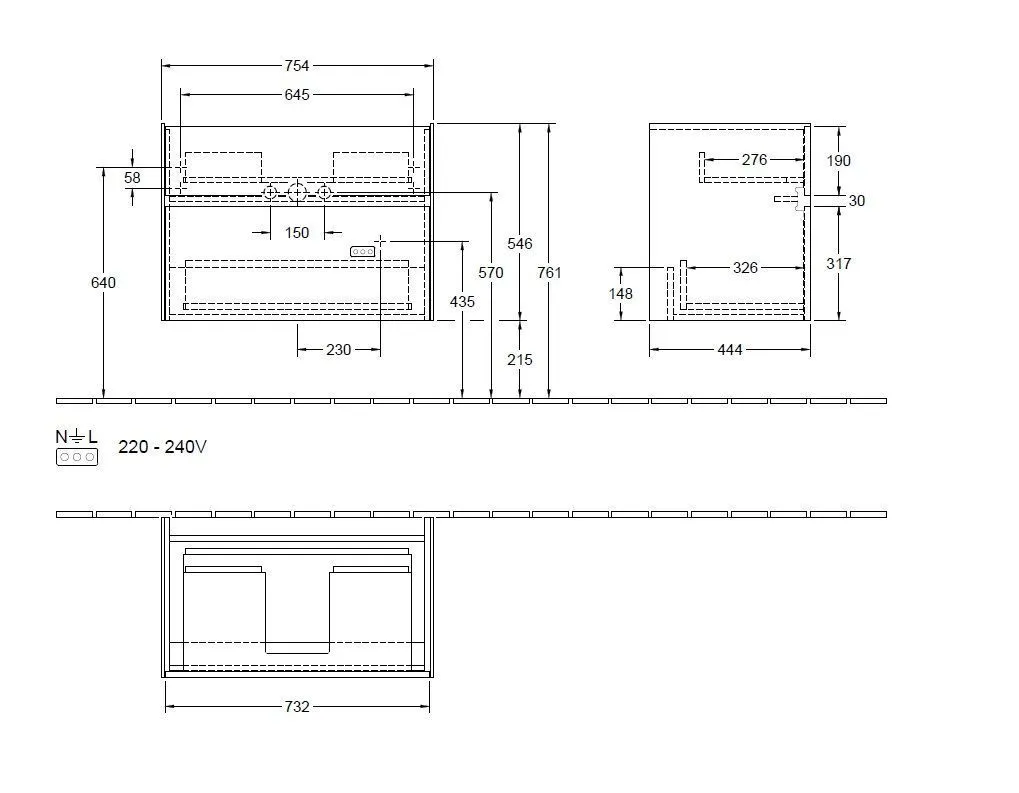 Тумба для умывальника Collaro Villeroy and Boch C01000VG