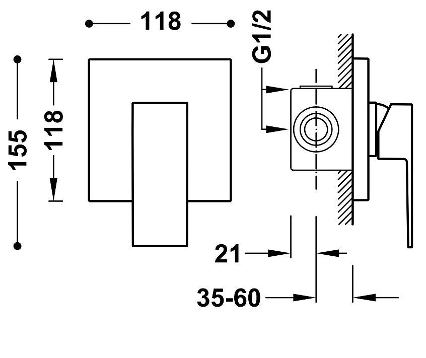 Смеситель для душа и ванны Tres Cuadro 10627701