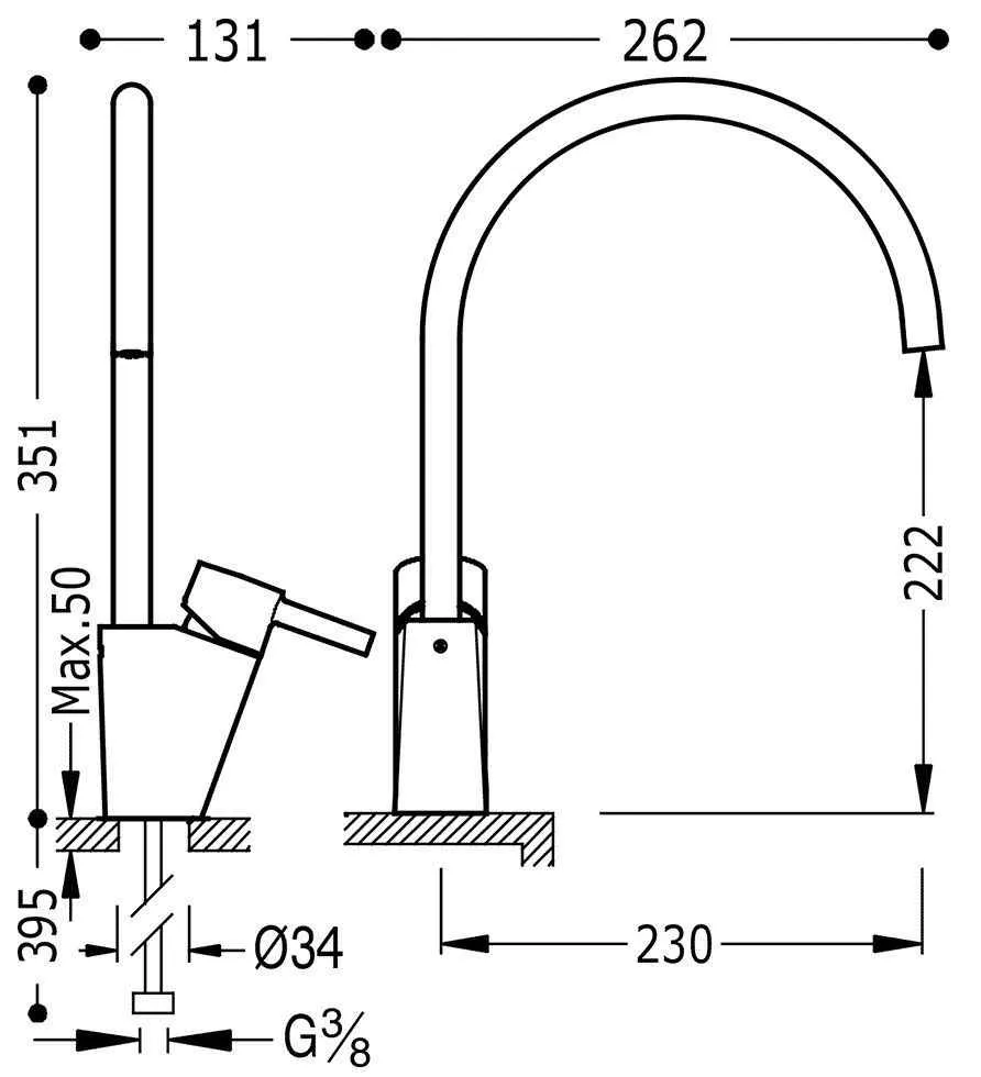 Змішувач на кухню Tres Alplus