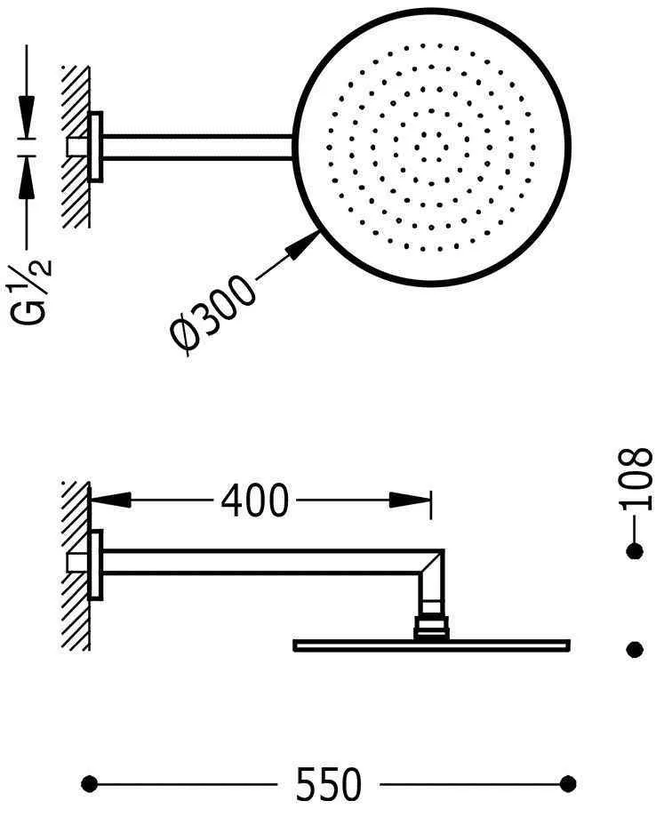 Верхний душ Tres 300 134432